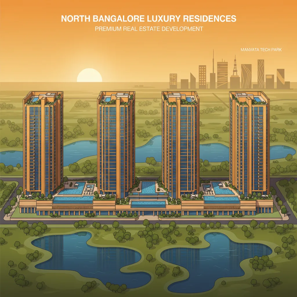 Modern luxury residential high-rise towers in North Bangalore - Areas Near Thanisandra Road