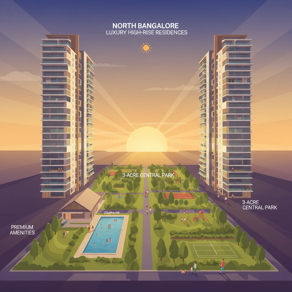 Bhartiya Garden Enclave luxury high-rise residential towers in North Bangalore with 3-acre central park and premium amenities
