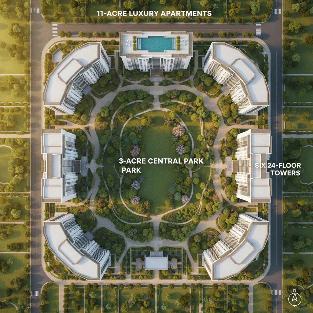 Bhartiya Garden Enclave - 11-acre luxury residential complex with green gardens in Thanisandra